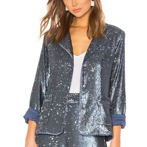 Alexis - Ripley blue sequins blazer and wide leg pant - Picture 1 of 2